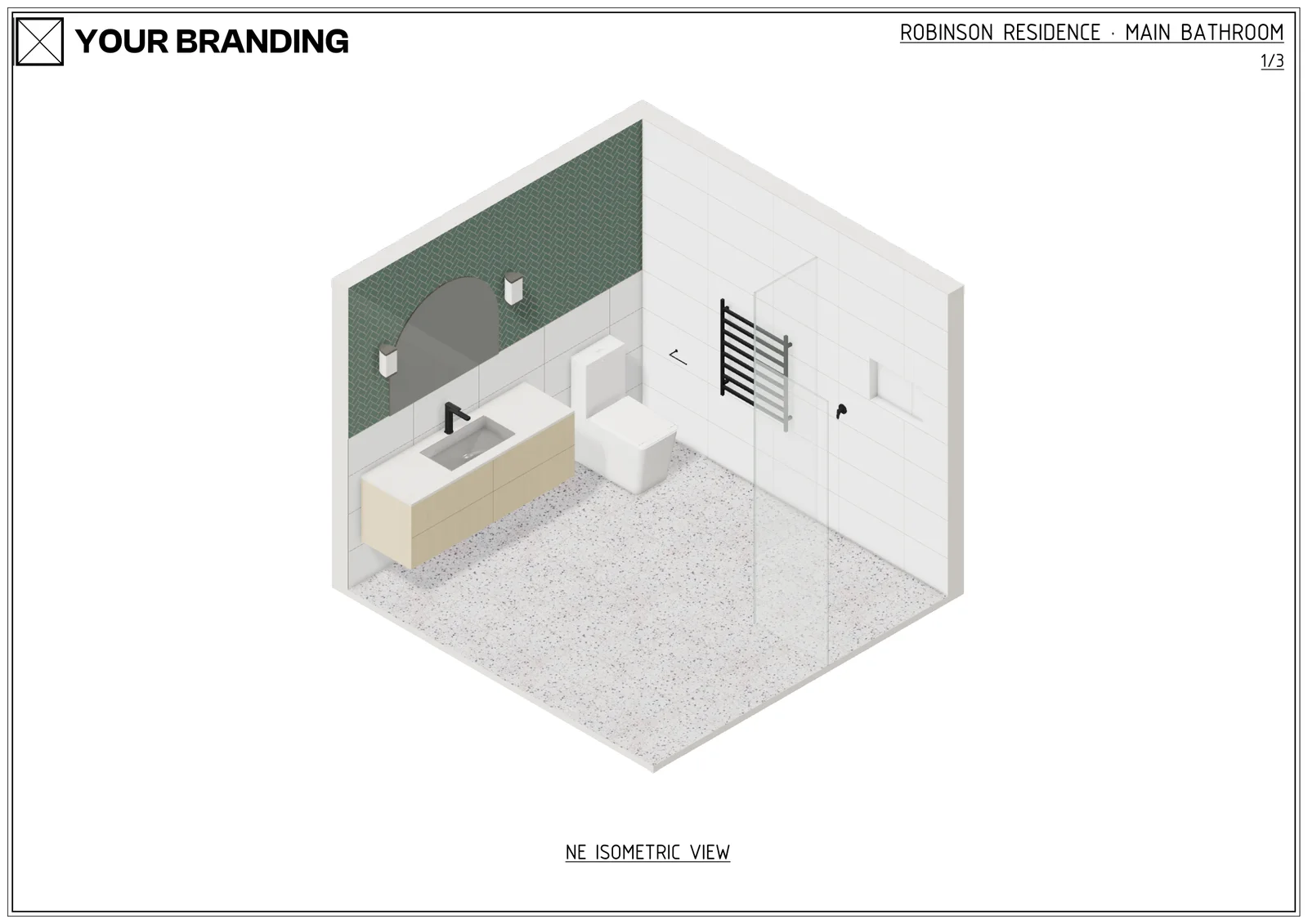 3D sheet: the finished room as an isometric view